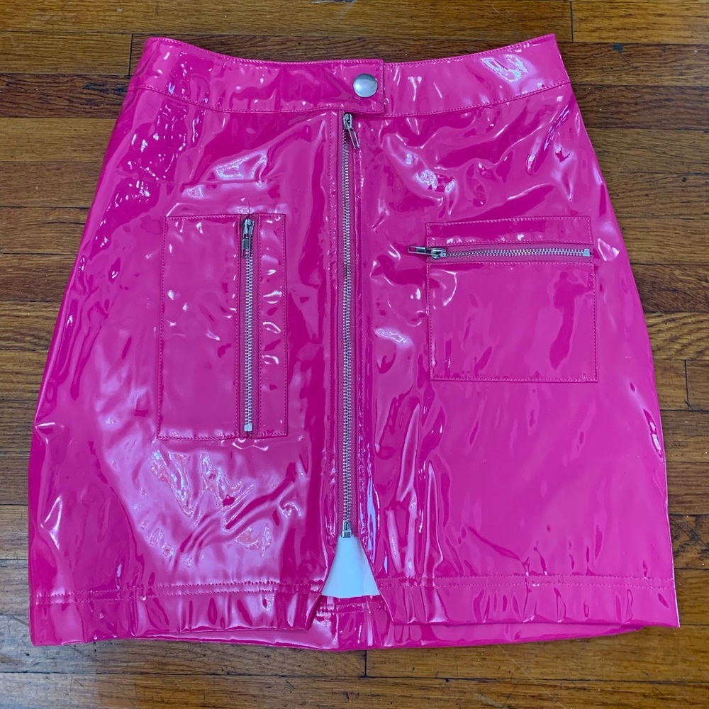 Pink vinyl skirt
